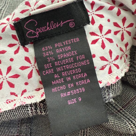 Speechless Plaid Pants Flare Gray Junior 9 Low Rise Office, School, Business Wea - Picture 2 of 14